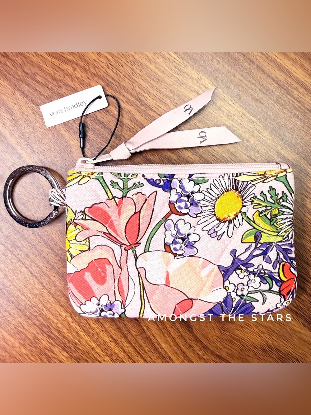 Vera Bradley Coastal Wildflowers Quilted Zip ID Case Wallet